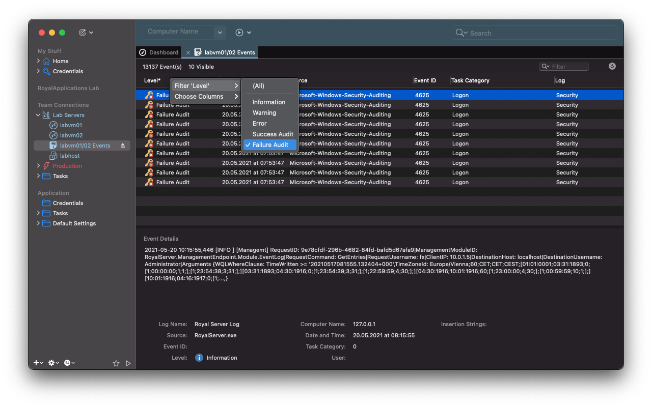 Windows Events: Filter and Sort